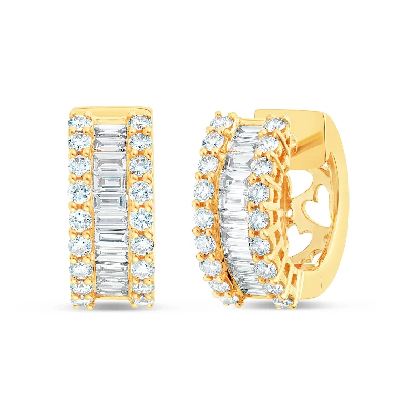 Chic Silver Earrings For Stylish Women-18K Gold 1.57ct Diamond Huggie Hoop Earrings