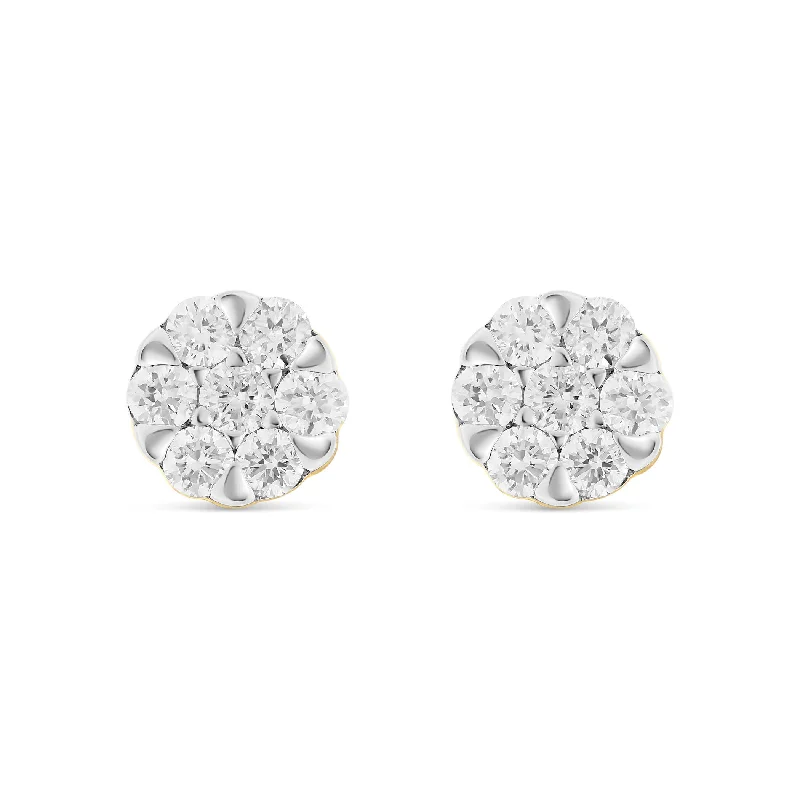 Unique Handcrafted Earrings For Designers-1/2 CT Flower Set Bezel Set Diamond Stud Earrings