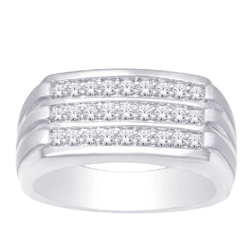 Luxury Gemstone Rings For Fashion Statements-10K White Gold 1/2 Ct.Tw. Diamond Mens Fashion Ring