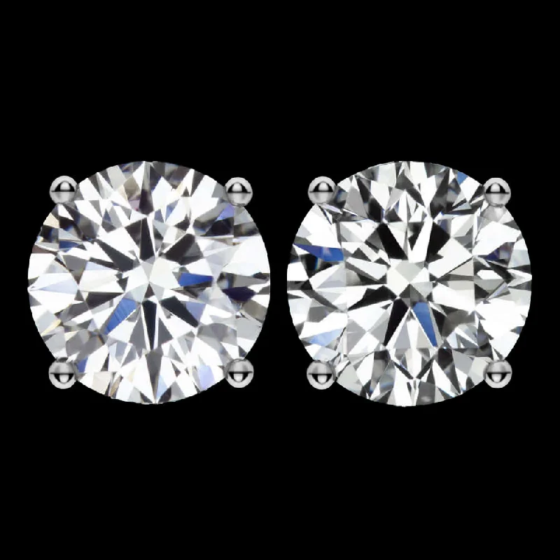 Fashion Earrings For Casual Wear-4 CARAT LAB CREATED DIAMOND STUD EARRINGS CERTIFIED EXCELLENT ROUND WHITE GOLD