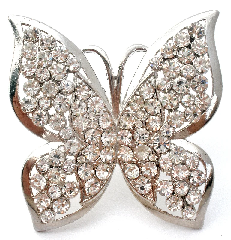 Designer Brooch For Bridal Gowns-Vintage Butterfly Rhinestone Brooch Pin