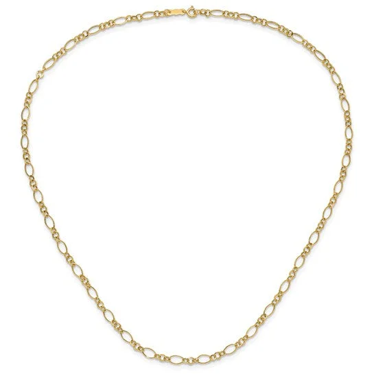 Crystal Necklaces For Sparkling Look-14ky Gold Oval & Round Link Necklace