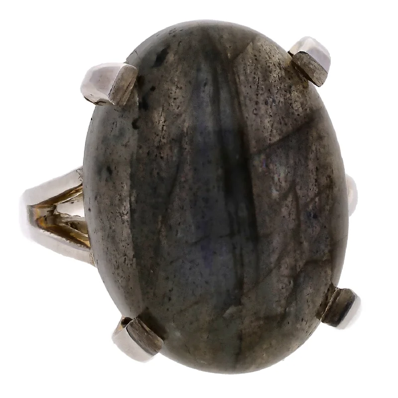 Beautiful Emerald Rings For Special Gifts-Sterling Silver Oval 26.00ct Labradorite Ring