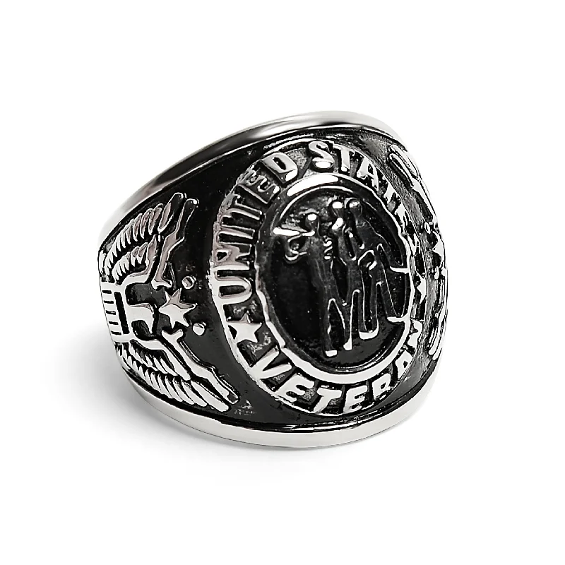 Affordable Gold Rings For Daily Wear-United States Veterans Stainless Steel Ring / MCR6001