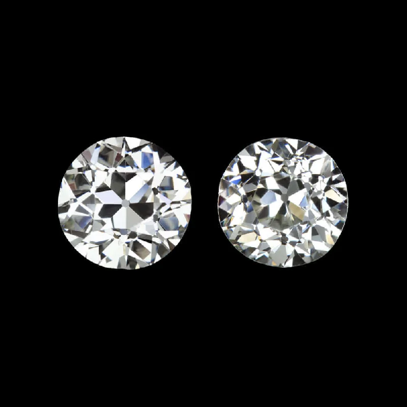 Trendy Earrings For Teens-3/4ct H-I VS OLD EUROPEAN CUT DIAMOND STUD EARRINGS PAIR VINTAGE ACCENT STONES