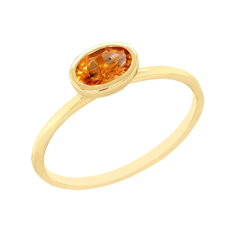 Affordable Engagement Rings For Proposal-OVAL CUT CITRINE RING WITH YELLOW GOLD