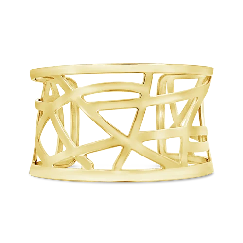 Chain Bracelets For Women-Gold Abstract Cut Out Cuff Bracelet