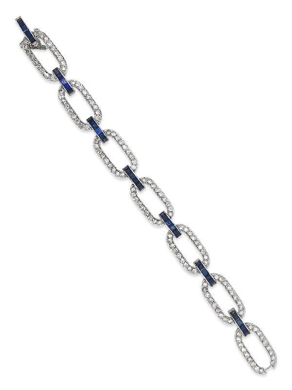 Stylish Bracelets For Women-Sapphire & Diamond Estate Bracelet