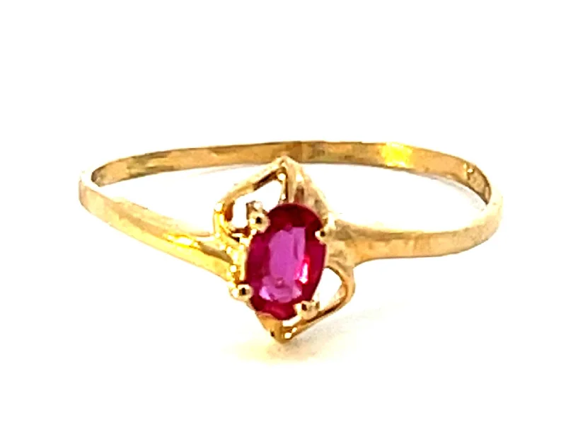 Fashionable Band Rings For Casual Style-Red Ruby Ring in 14k Yellow Gold