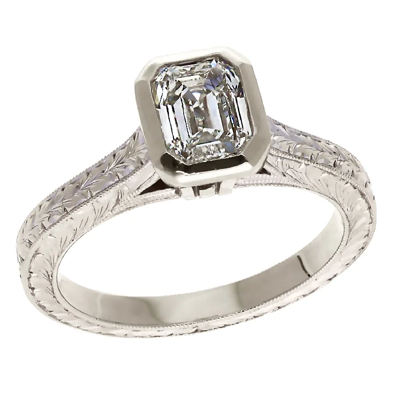 Gorgeous Engagement Rings For Brides-to-Be-14K White Gold Emerald Cut Diamond Engagement Ring