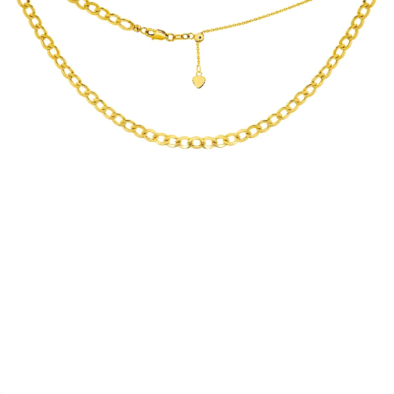 Customizable Family Necklaces-14K Yellow Gold Plain Curb Link Choker