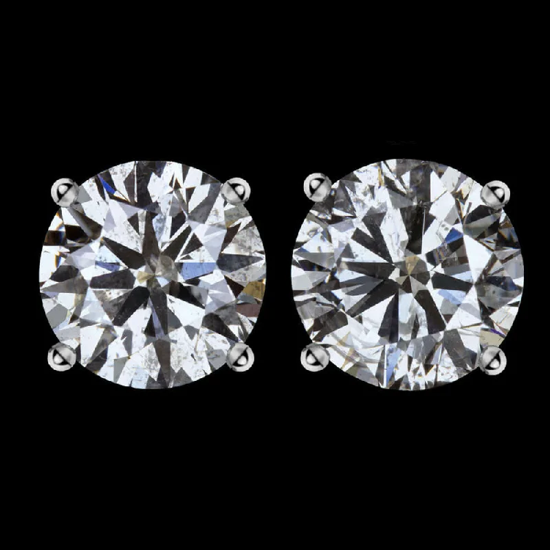 Wedding Earrings For Elegant Bridal Look-3 CARAT VERY GOOD ROUND BRILLIANT CUT DIAMOND STUD EARRINGS PAIR NATURAL 3ct RBC