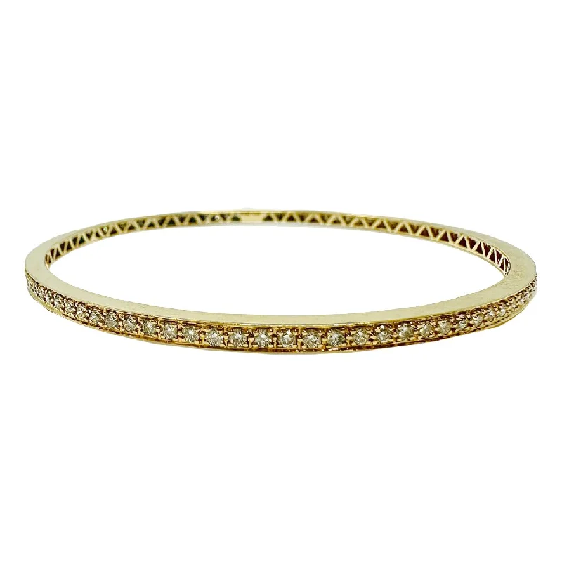 Bangles For Birthday Gifts For Women-18K Gold Bangle Bracelet with 100 Full Cut Diamonds