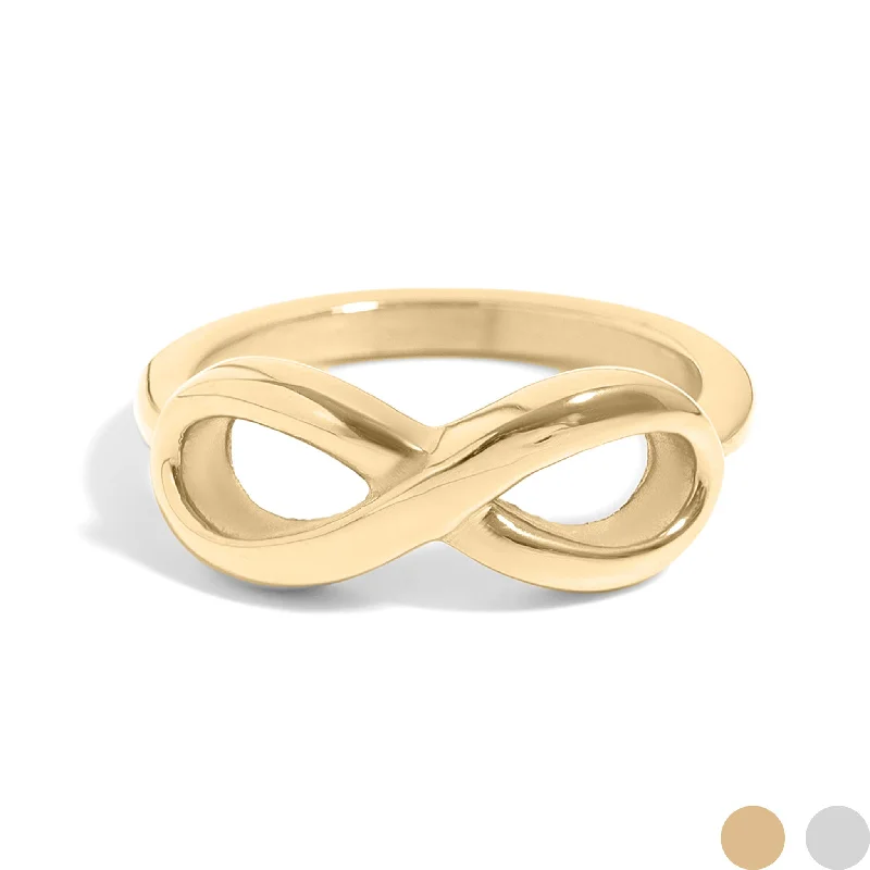 Simple Wedding Bands For Men-18K Gold PVD Stainless Steel Infinity Ring / SCR4083