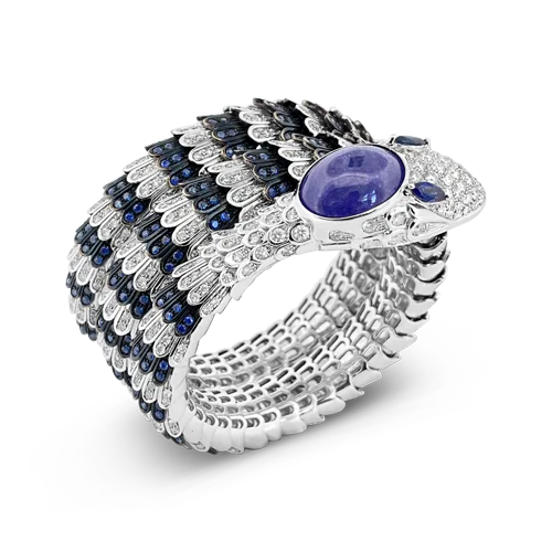 Bohemian Bracelets For Women-Sapphire, Diamond & Tanzanite Snake Bracelet