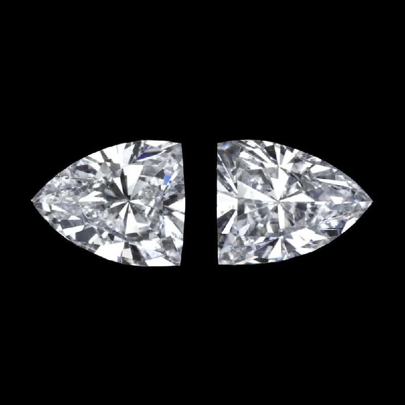 Artistic Dangle Earrings For Evening Parties-0.91ct SHIELD SHAPE E-F SI2 DIAMONDS STUD EARRINGS PAIR 3 STONE TRILLION PEAR