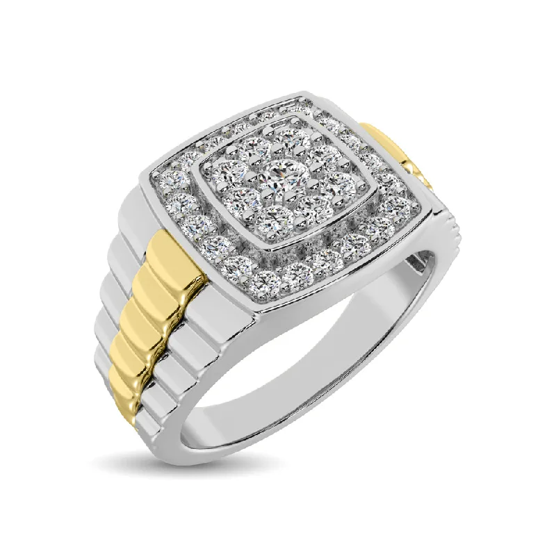 Sparkling Engagement Rings For Timeless Beauty-10K White Gold with Accent of 10K Yellow Gold 3/4 Ct.Tw. Diamond Mens Fashion Ring