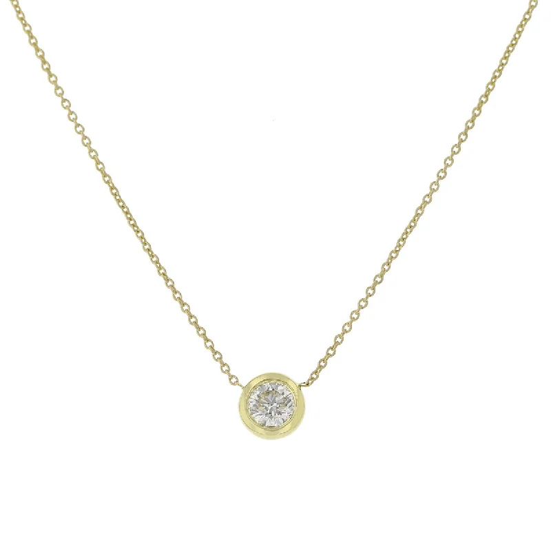 Modern Necklaces For Elegant Looks-18K Bezel Set Diamonds Solitaire Necklace