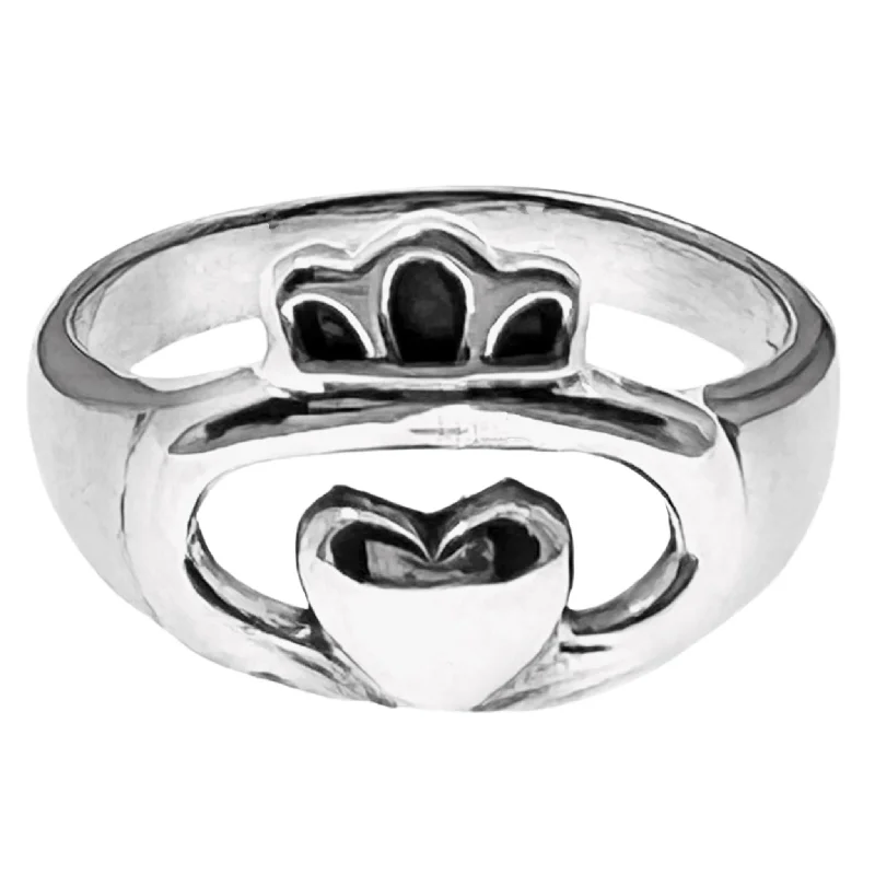 Unique Wedding Rings For Couples-Sterling Silver Celtic Claddagh Ring / SSR0079