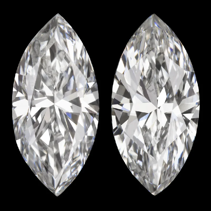 Elegant Earrings For Birthday Parties-2 CARAT MARQUISE CUT DIAMOND STUD EARRINGS GIA CERTIFIED F SI1-SI2 NATURAL PAIR