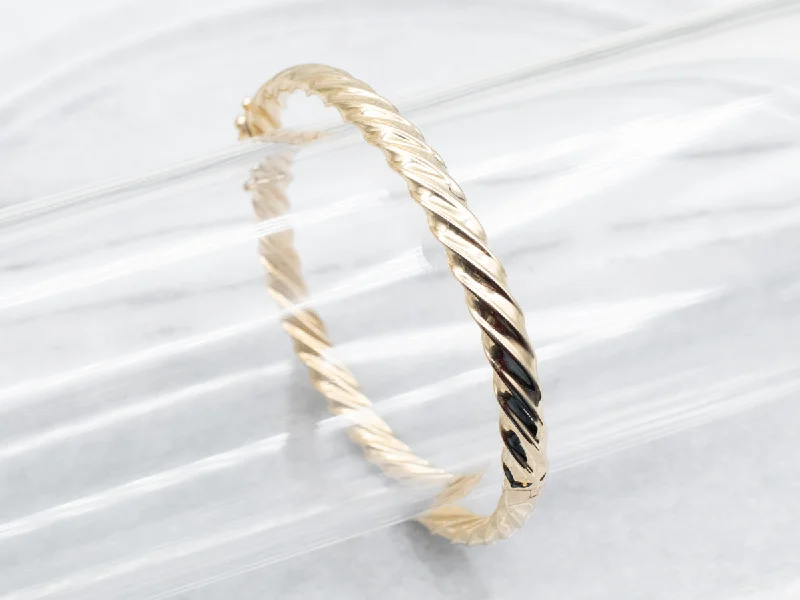 Gold-plated Bangles Set-Twisted Hinged Bangle Bracelet