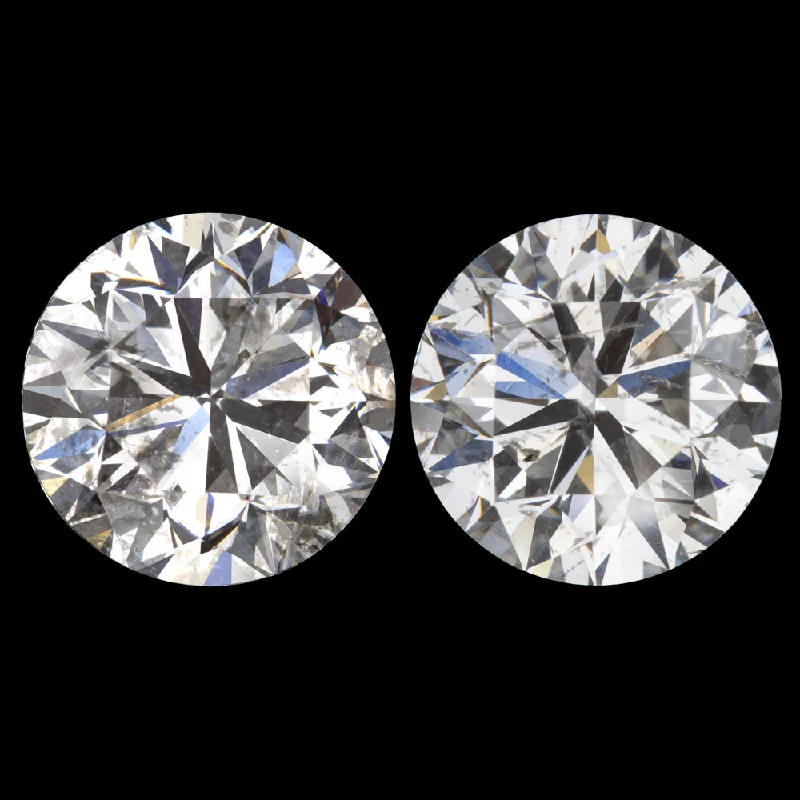 Crystal Stud Earrings For Women-6 CARAT NATURAL DIAMOND STUD EARRINGS VERY GOOD CUT H-I SI  ROUND BRILLIANT