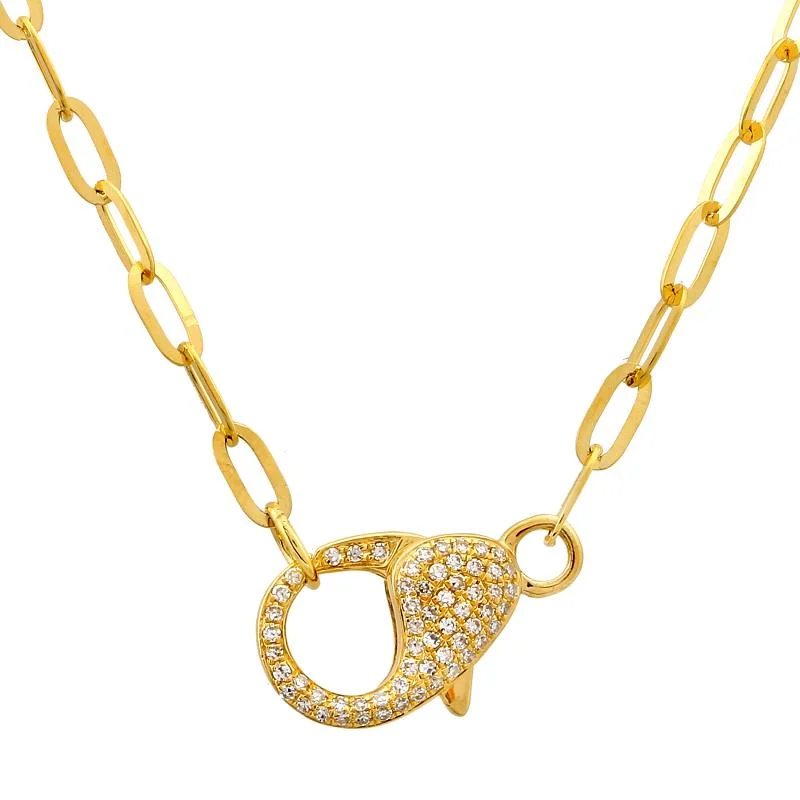 Modern Necklaces For Elegant Looks-14k Yellow Gold Diamond Lobster Double Clasp Necklace