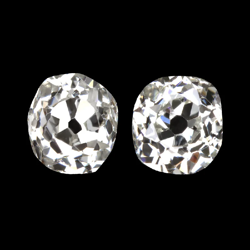 Large Statement Earrings For Parties-0.79ct OLD MINE CUT DIAMOND STUD EARRINGS J-K VS1-SI2 NATURAL LOOSE ANTIQUE PAIR