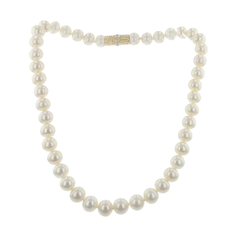 Unique Heart-Shaped Necklaces For Love Gifts-18-Inch Baroque Pearl and Diamond Necklace