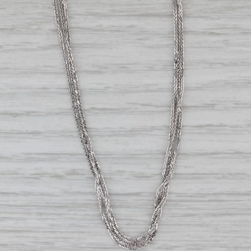 Customizable Name Necklaces-16" Wheat Chain Necklace 18k White Gold 3-Chain Multi-Chain