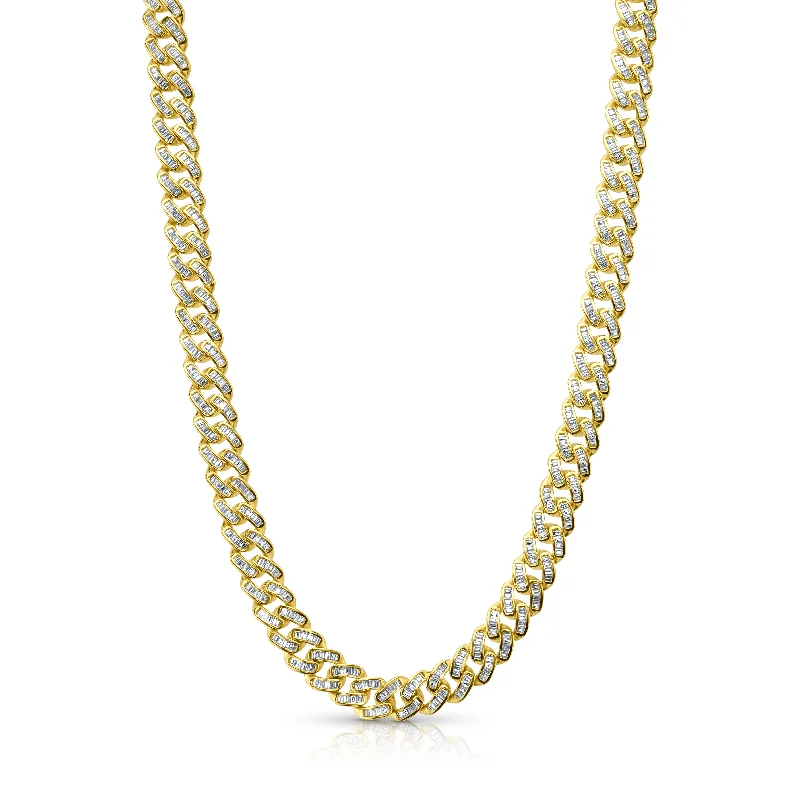 Designer Necklaces For Exclusive Style-CUBAN LINK BAGUETTE NECKLACE, GOLD