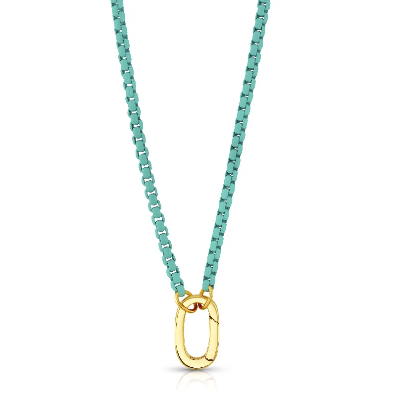 Simple Chain Necklaces For Daily Wear-TURQUOISE ENAMEL CONNECTOR NECKLACE