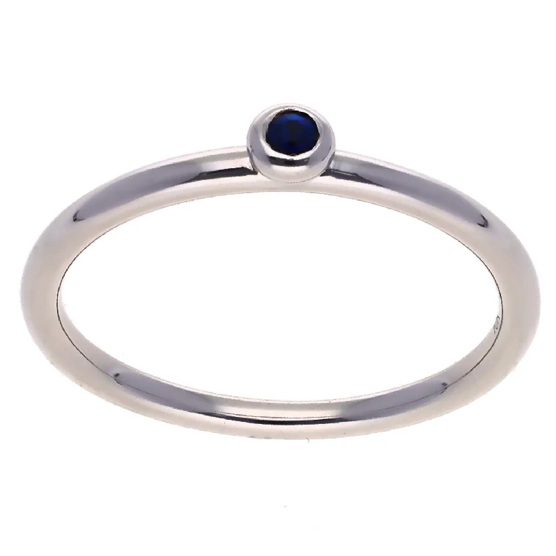 Vintage-Inspired Wedding Bands For Couples-10K White Gold Round Sapphire Fashion Ring