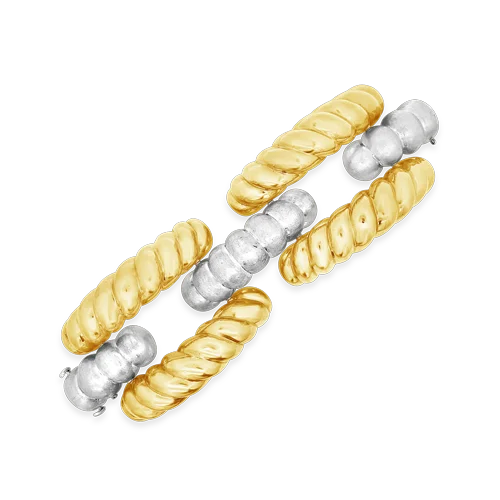 Tennis Bracelets For Bridal-Yellow & White Gold Twist Estate Bracelet