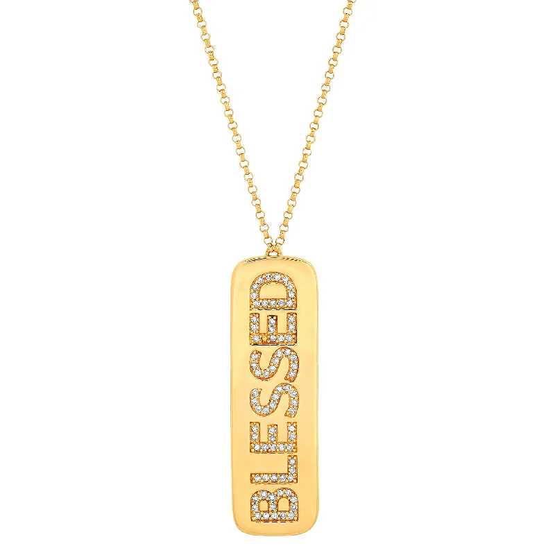 Elegant Designer Necklaces For Fashionistas-BLESSED TAG NECKLACE