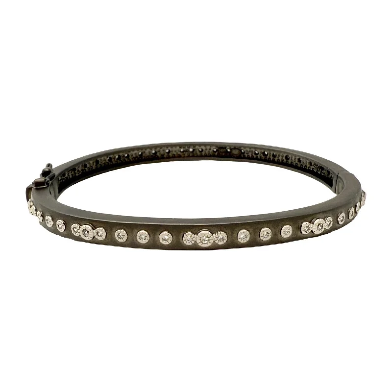 Bangles For Girls With Charms-Freida Rothman Mini Stud Bezel Stone Eternity Hinged Bangle