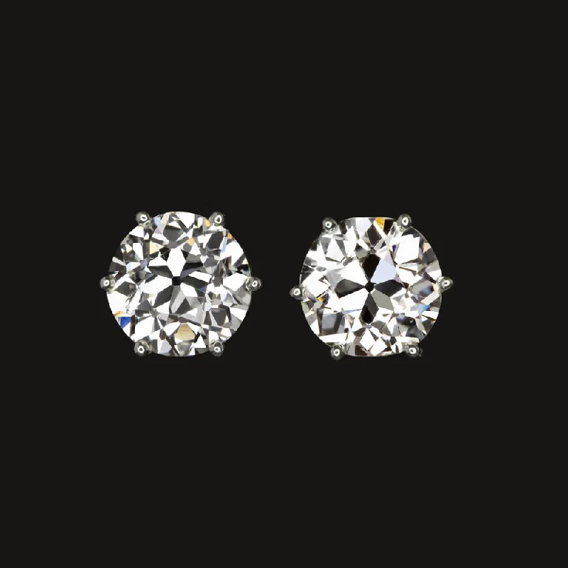 Comfortable Drop Earrings For Daily Wear-2.27ct OLD EUROPEAN CUT DIAMOND STUD EARRINGS 18k CERTIFIED H-I VS2-SI1 VINTAGE