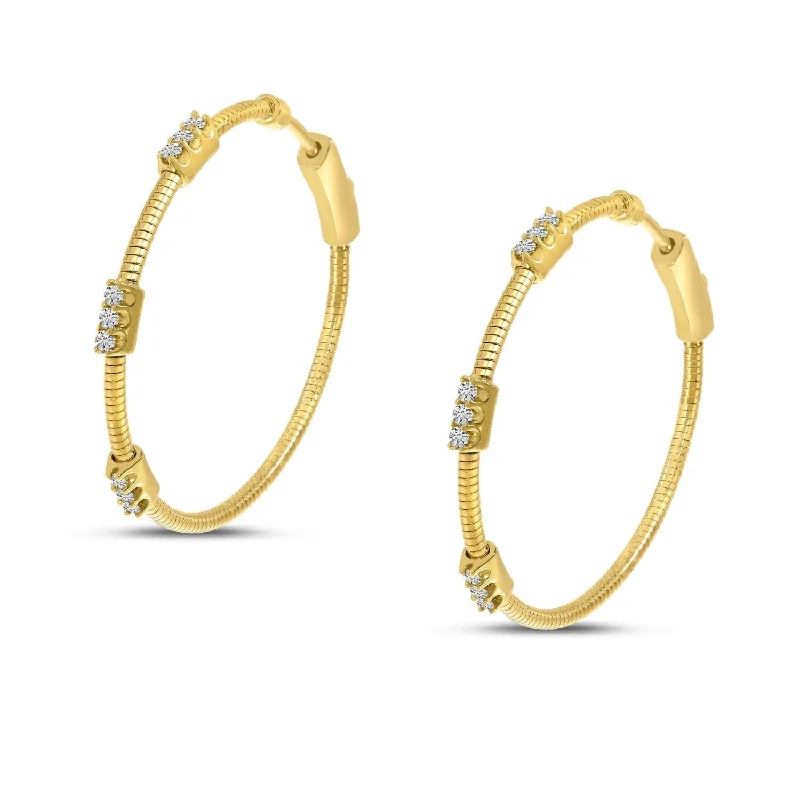 Minimalist Earrings For Casual Chic-DIAMOND FLEX HOOP EARRINGS E10437