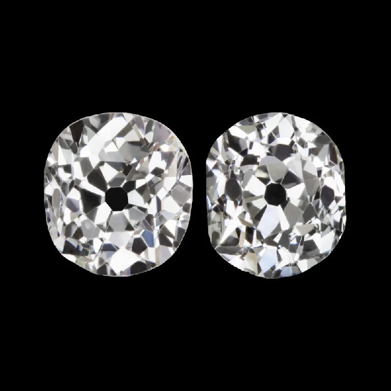 Antique Earrings For Collectors-0.68c OLD MINE CUT DIAMOND STUD EARRINGS G-H VS ANTIQUE PAIR LOOSE NATURAL 2/3ct