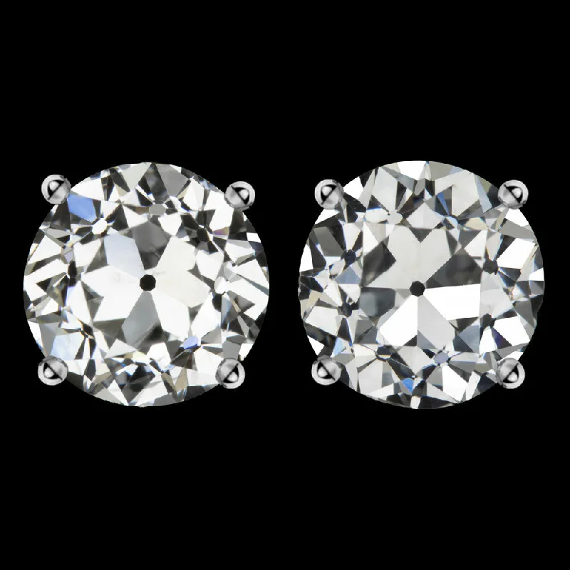 Personalized Earrings For Unique Presents-2ct OLD EUROPEAN CUT DIAMOND STUD EARRINGS GIA CERTIFIED VINTAGE E-F SI2 PAIR