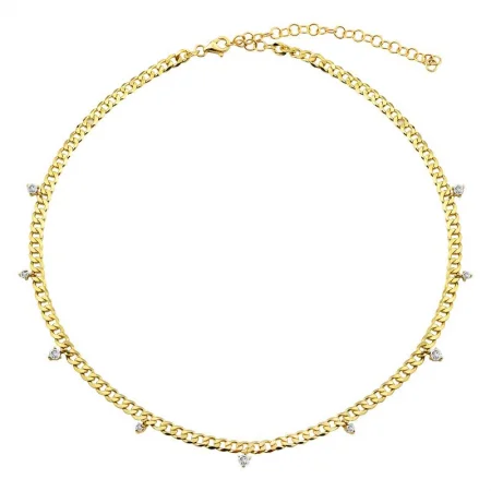 Sparkling Necklaces For Glamorous Looks-14k Yellow Gold Diamond Cuban Link Chain Necklace