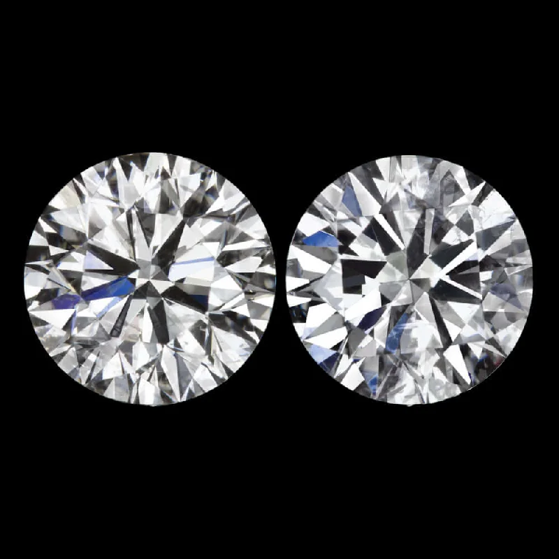 Affordable Gold Earrings For Daily Wear-2 CARAT EXCELLENT CUT E-F SI NATURAL DIAMOND STUD EARRINGS PAIR ROUND BRILLIANT