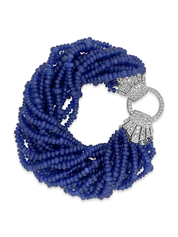 Bracelets For Birthday Gifts-Sapphire Bead & Diamond Bracelet