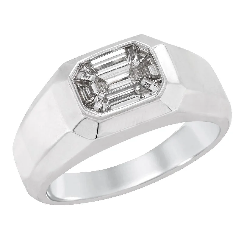 Bold Fashion Rings For Unique Style-MEN'S WHITE GOLD FASHION RING WITH 9 CLUSTER SET DIAMONDS, .61 CT TW