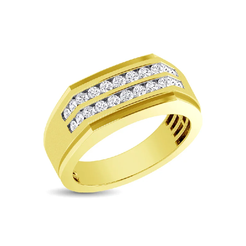 Trendy Stackable Rings For Fashionistas-10K Yellow Gold 1/2 Ct.Tw. Diamond Men's Ring