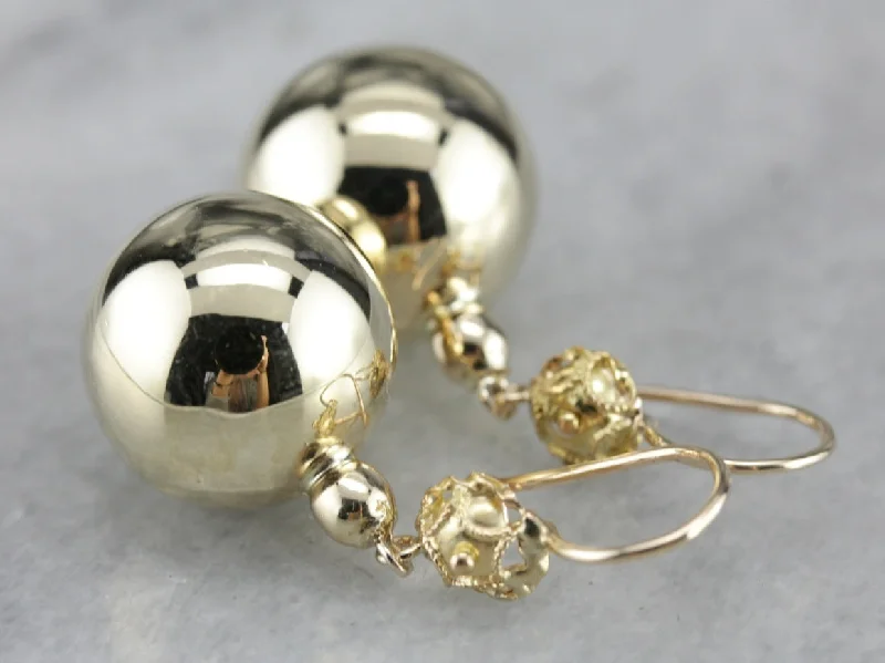 Black Earrings For Edgy Fashion-Yellow Gold Ball Drop Earrings