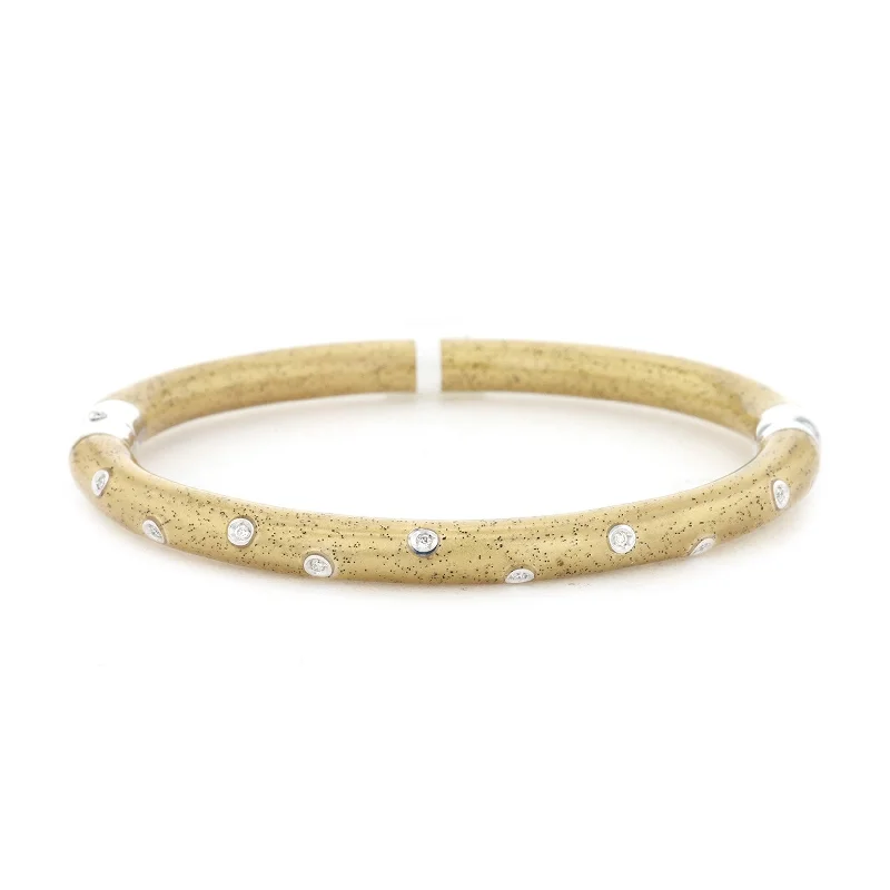 Gold Bangles For Women-0.12 ctw Diamond Enamel Bangle Bracelet