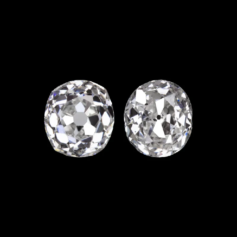 Colorful Gemstone Earrings-0.64ct OLD MINE CUT DIAMOND STUD EARRINGS F-G VS2-SI1 PAIR ANTIQUE PAIR ESTATE