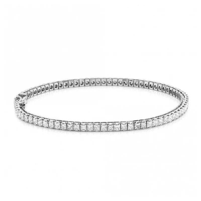 Casual Bracelets For Men-18ct White gold Princess cut Diamond bracelet