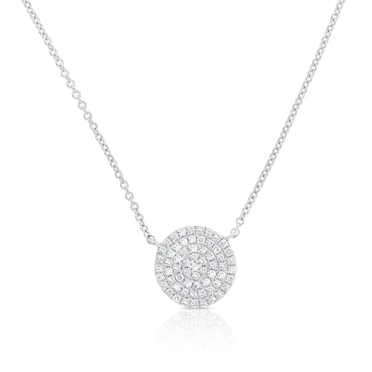 Sparkling Necklaces For Glamorous Looks-14K White Gold Diamond Pave Large Disc Necklace